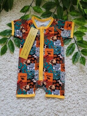 Baby Boy Western Blue Collar Romper (Shortie) (0-3 Months)